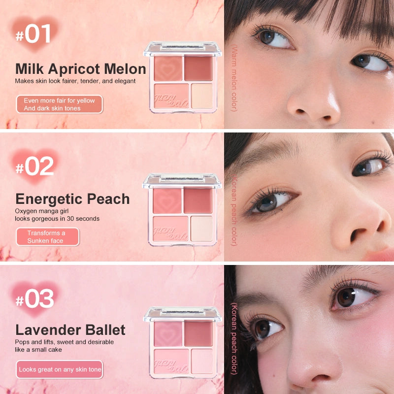 Judydoll - 4 Color Blush & Highlight Palette (flere varianter)