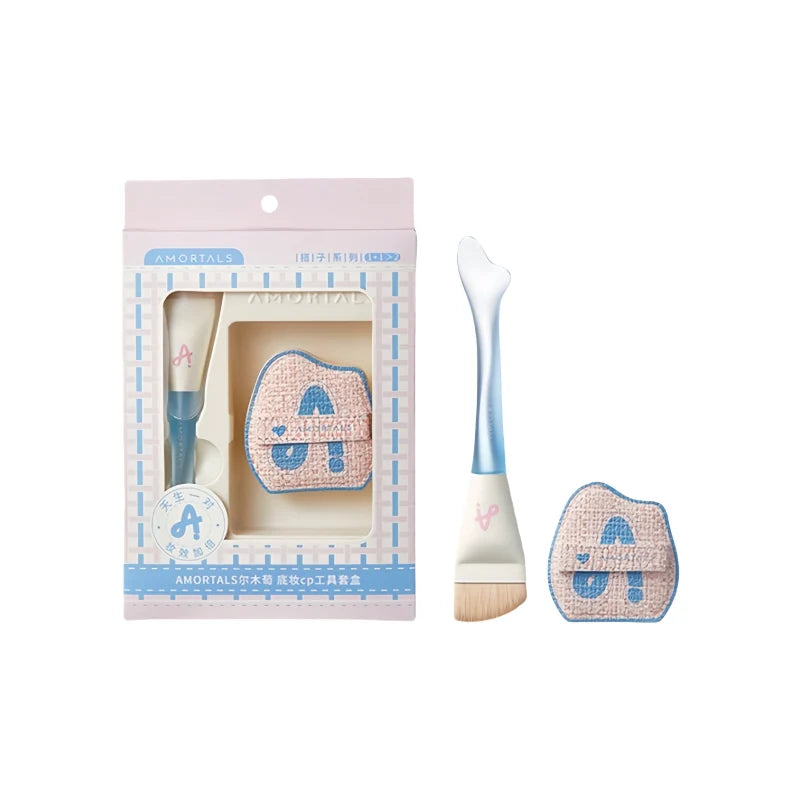 AMORTALS - Fishtail Foundation Brush & Powder Puff Set