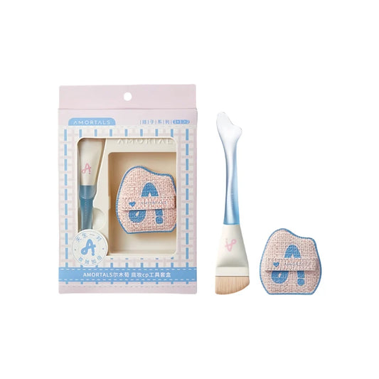 AMORTALS - Fishtail Foundation Brush & Powder Puff Set